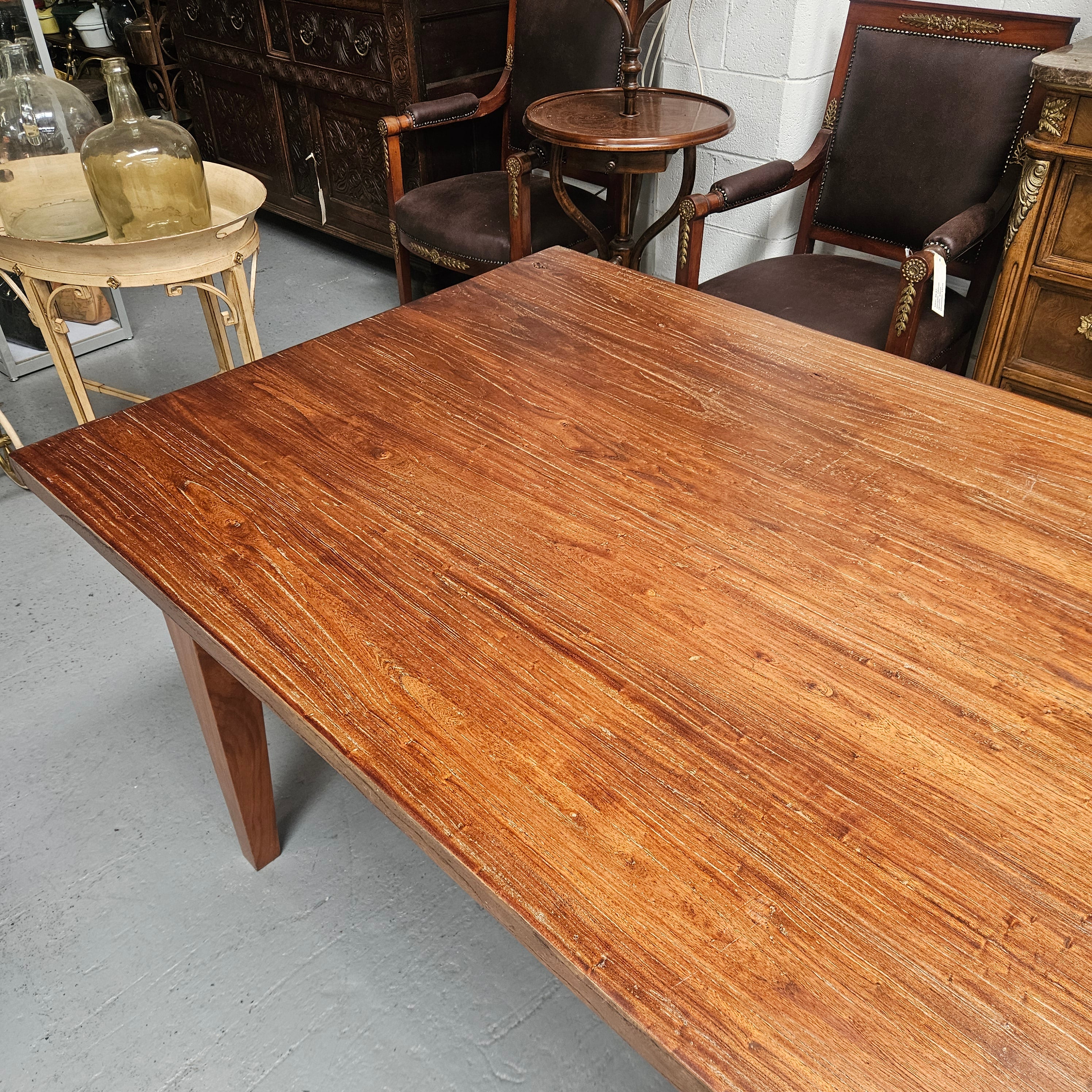 3 Meter Vintage Reclaimed Elm Top Farmhouse Style Dining Table | Antique & Vintage | Moonee Ponds Antiques | Australia Wide