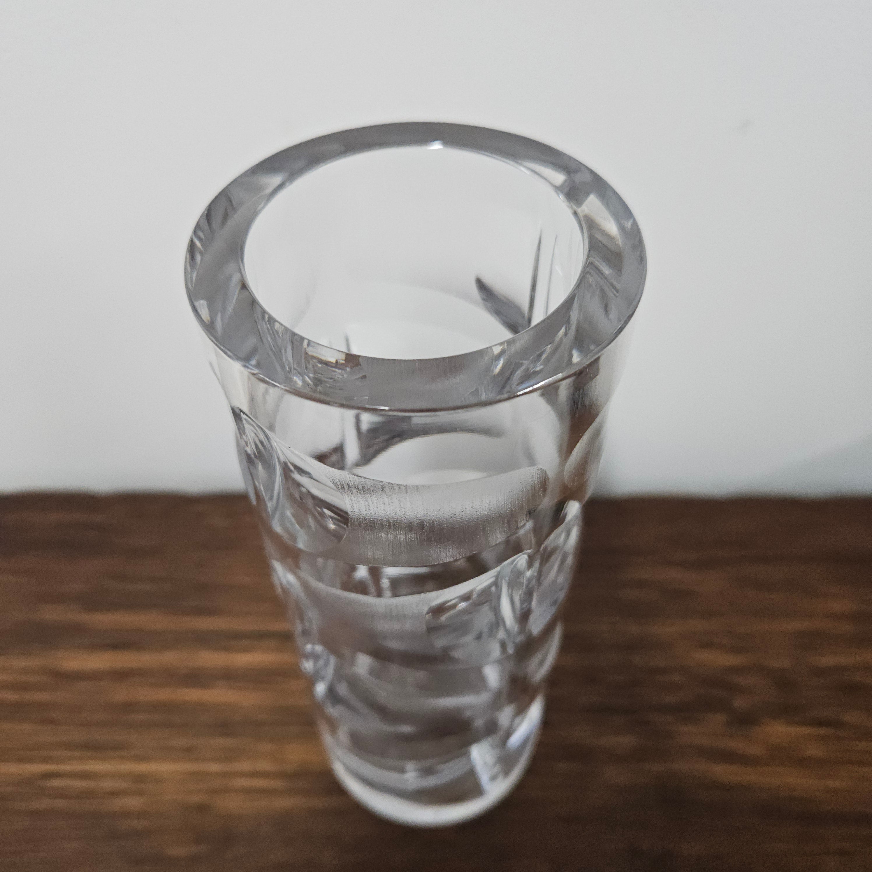 Deco Style Bohemian Carved Heavy Glass Vase | Antique & Vintage | Moonee Ponds Antiques | Australia Wide Delivery