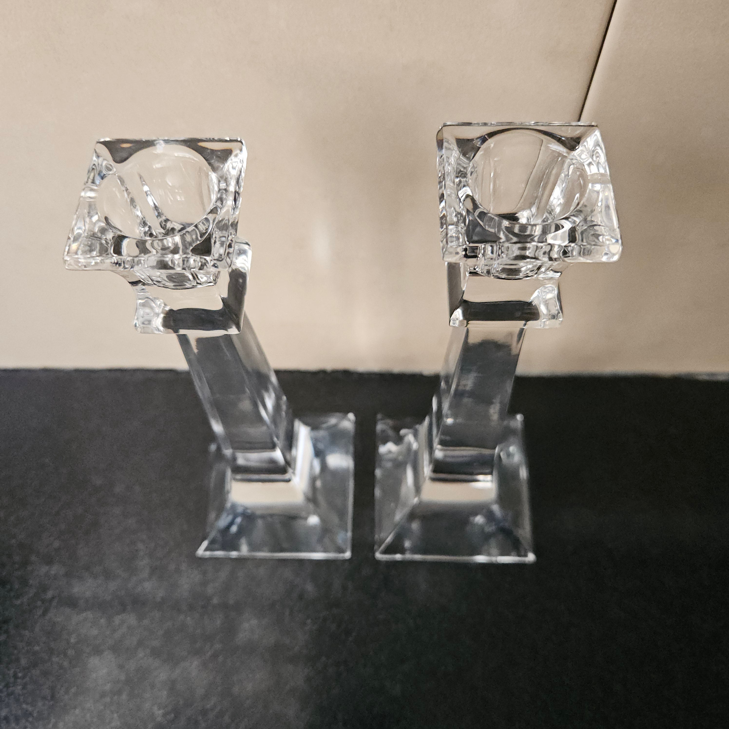 Pair Of Elegant Glass Candle Holders | Antique & Vintage | Moonee Ponds Antiques | Australia Wide Delivery