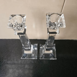 Pair Of Elegant Glass Candle Holders | Antique & Vintage | Moonee Ponds Antiques | Australia Wide Delivery