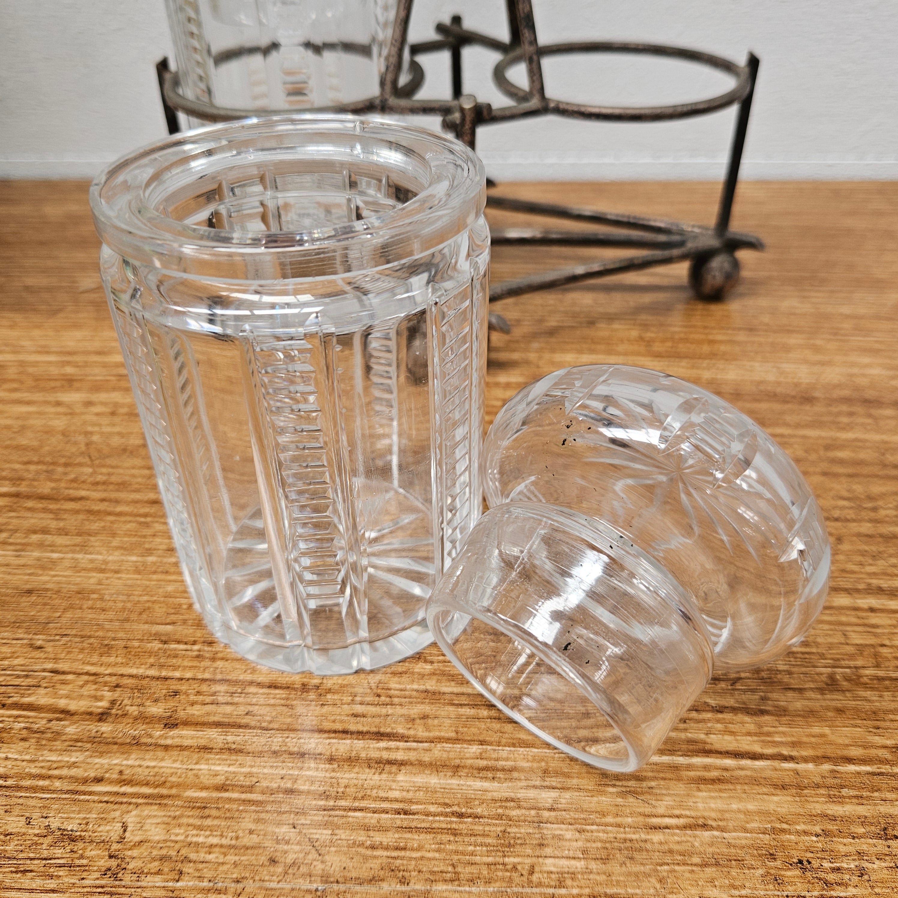 Antique Pick/Olive Glass Set In Stand | Antique & Vintage | Moonee Ponds Antiques | Australia Wide Delivery
