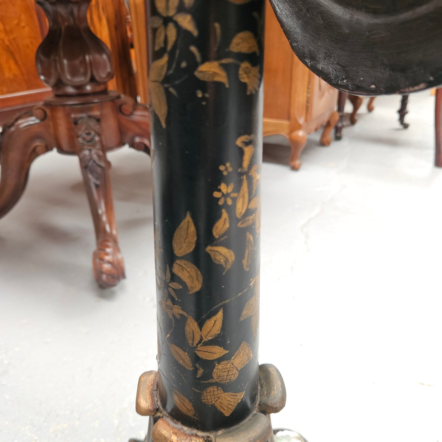 Victorian Tilt Top Paper Mache Inlaid & Hand Painted Table
