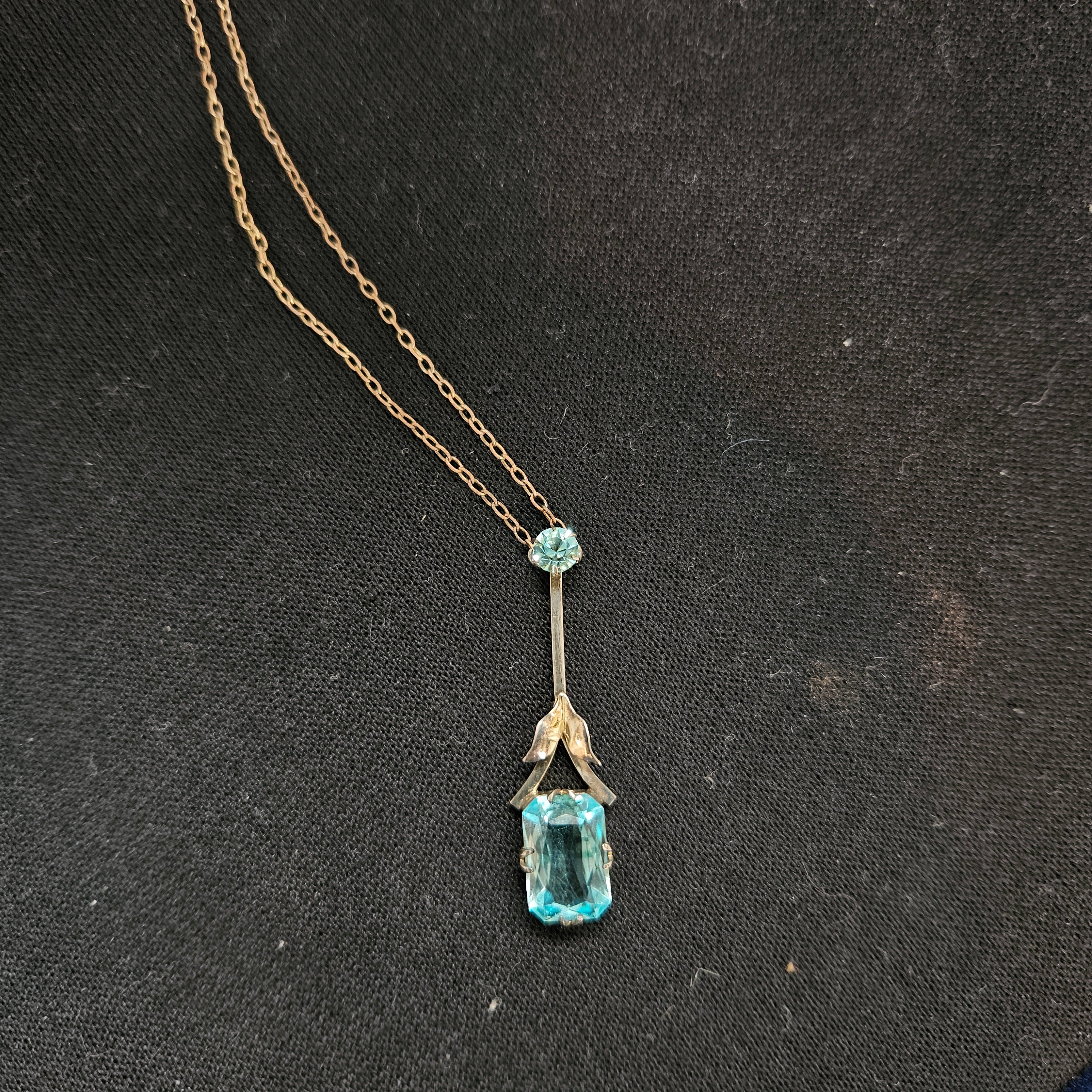 Edwardian 9ct Gold Silver Lined Aquamarine Pendant & Chain | Antique & Vintage | Moonee Ponds Antiques | Australia Wide Delivery