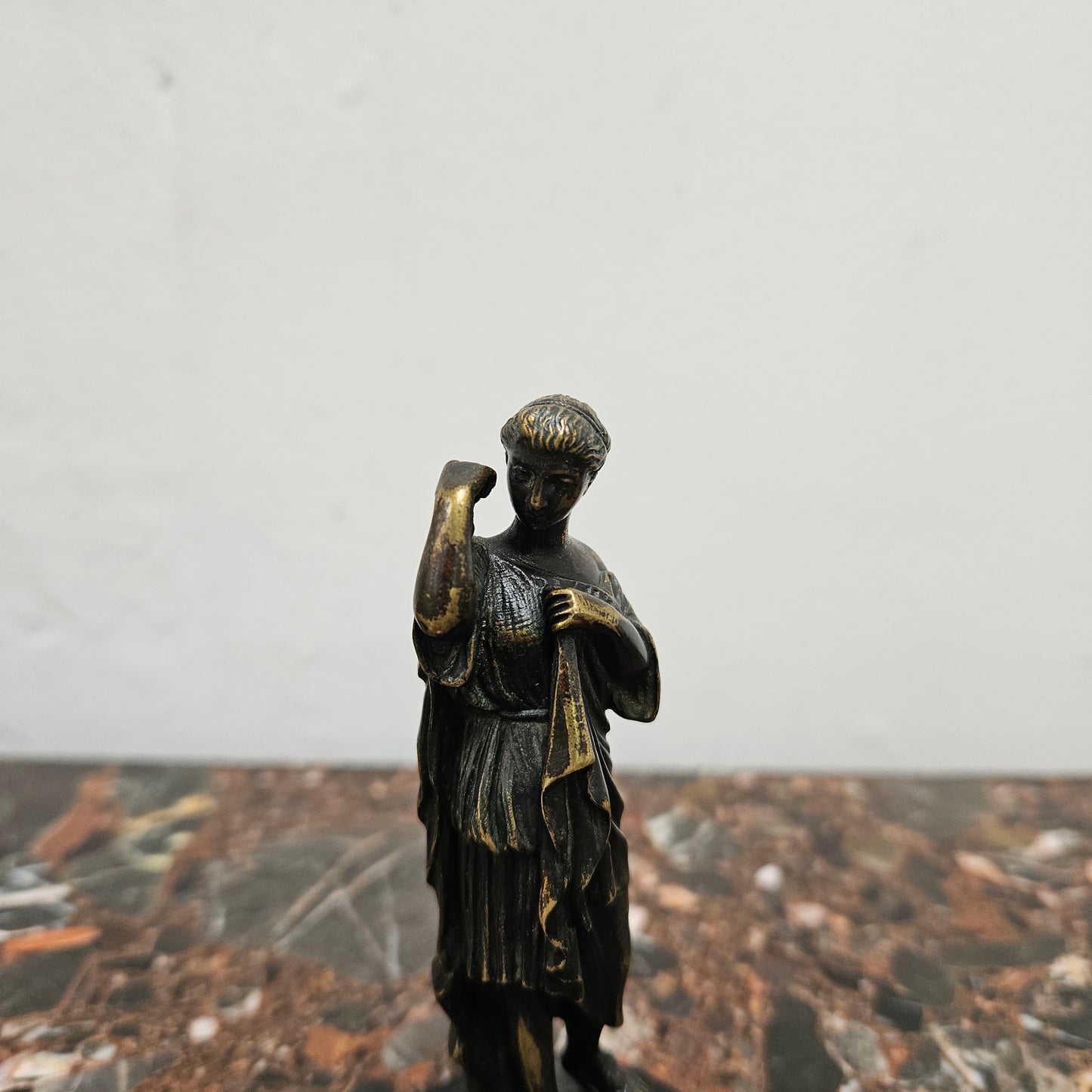 Victorian Miniature Cast Bronze Diana Of Gabii Sculpture