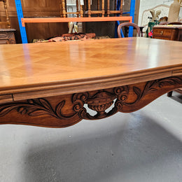 Louis XV Style Walnut Parquetry Top Extension Table