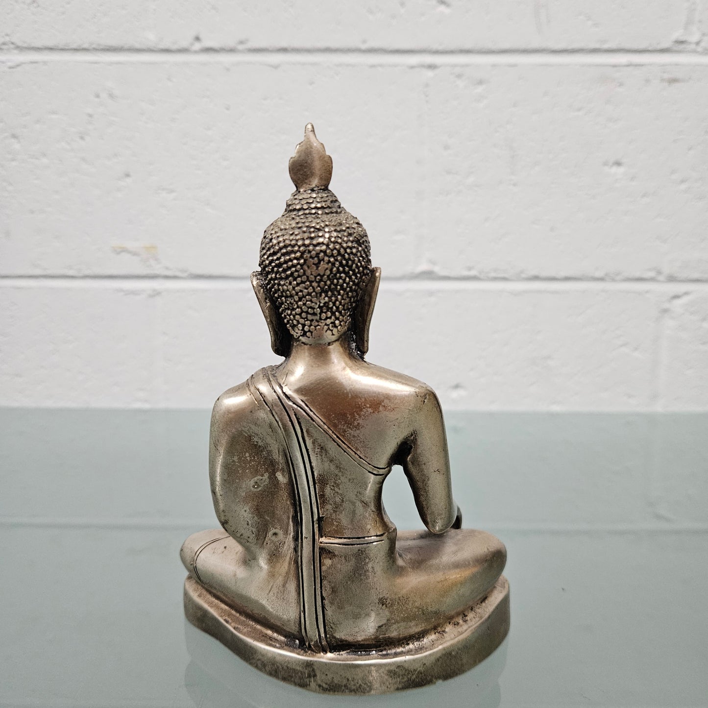 Silvered Bronze Thai Buddha Statue