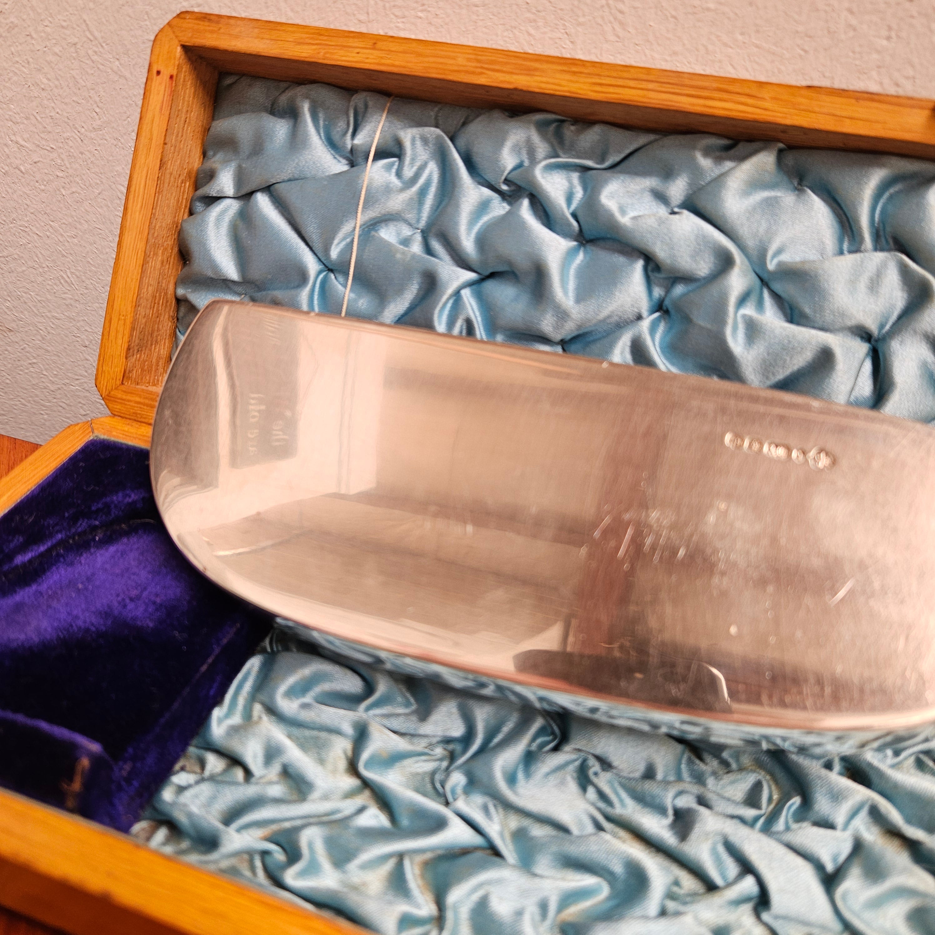 Edwardian Stoneware & Silver Plate Crumb Scoop In Original Box | Antique & Vintage | Moonee Ponds Antiques | Australia Wide Delivery