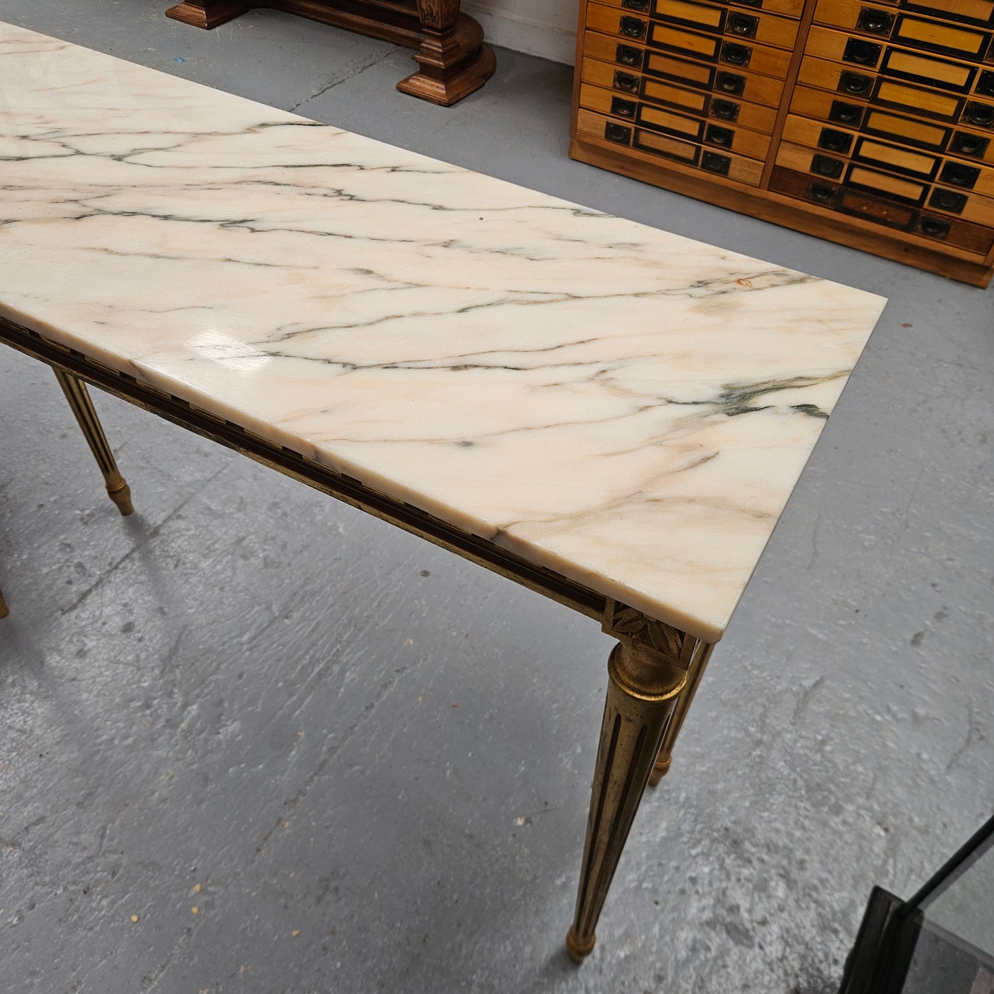 Louis XVI Style Gilt Console Table With Marble Top