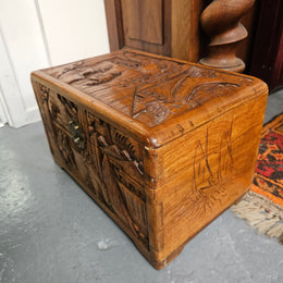 Vintage Chinese Carved Camphorwood Medium Chest