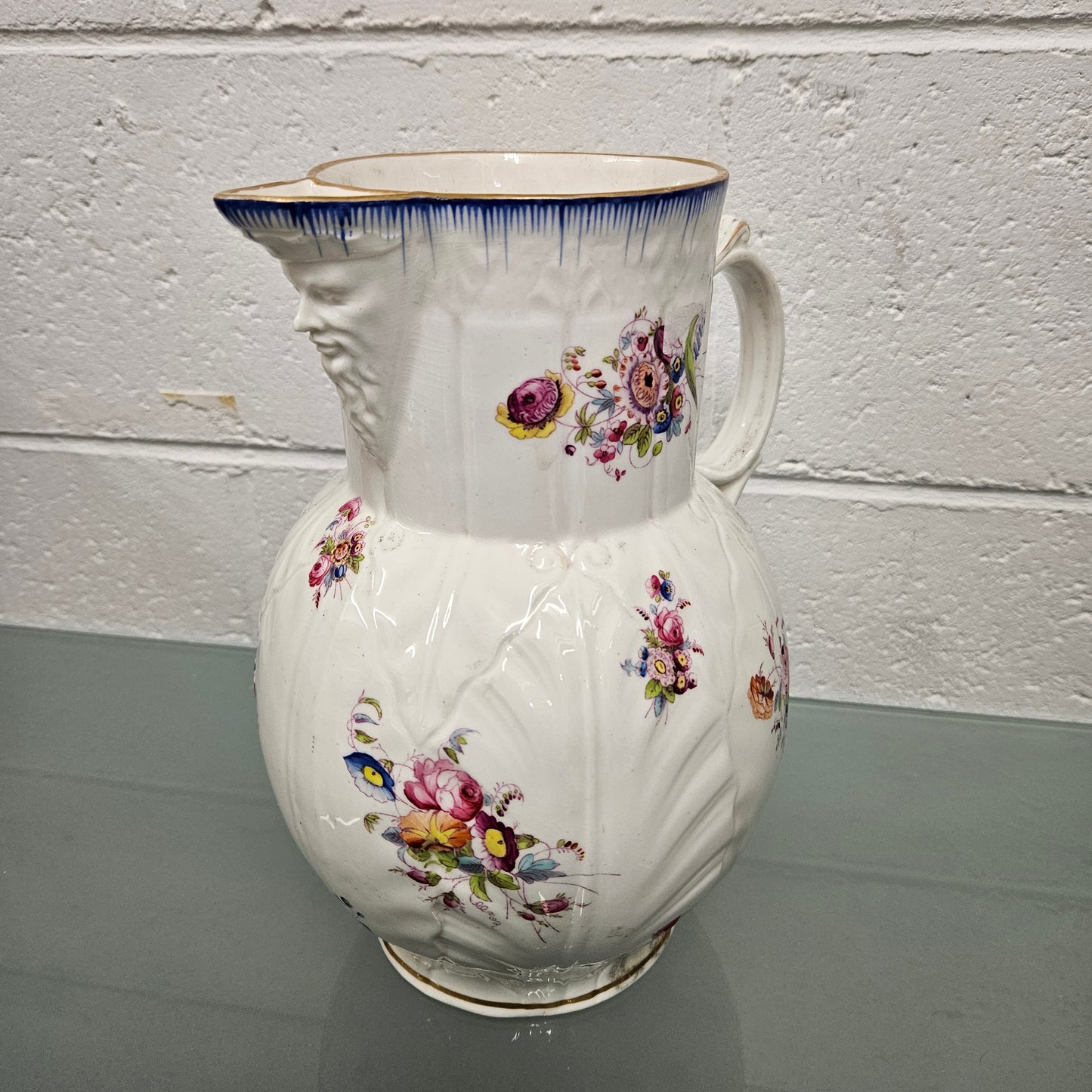 Antique Coalport Caughley Head Jug