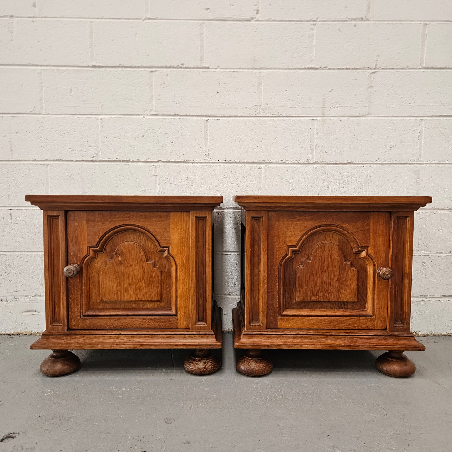 Pair of French Oak Gothic Style Bedsides