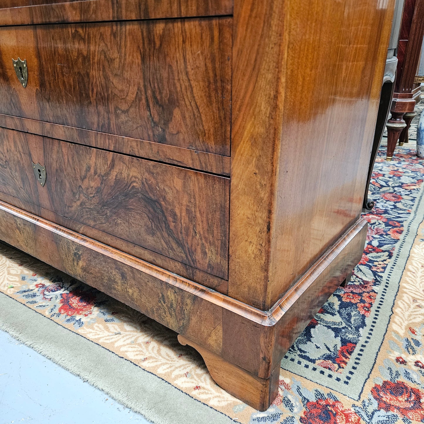 19th Century Louis Phillipe Chest  of Figured Walnut and Marble Top