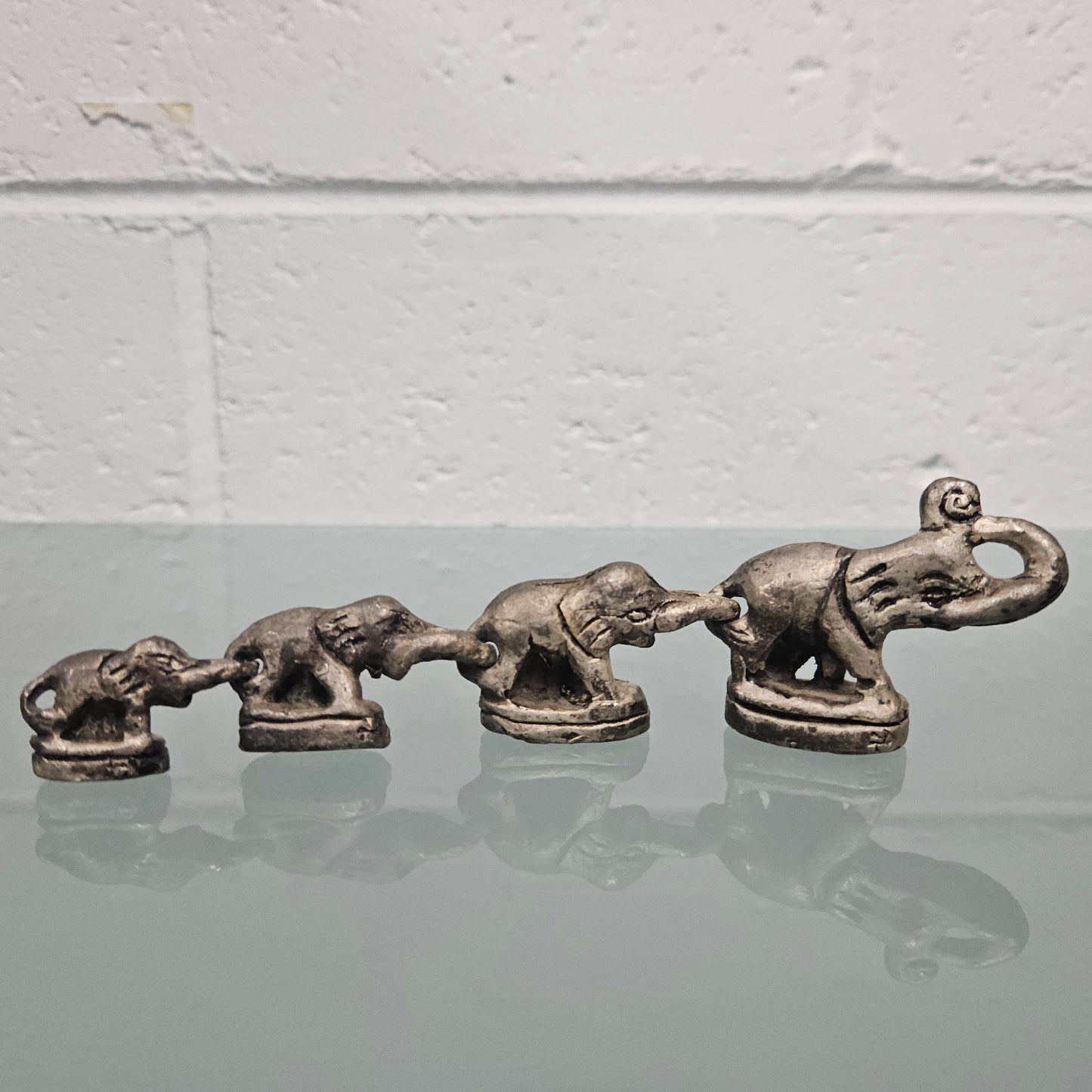 Silvered Bronze Elephant Herd