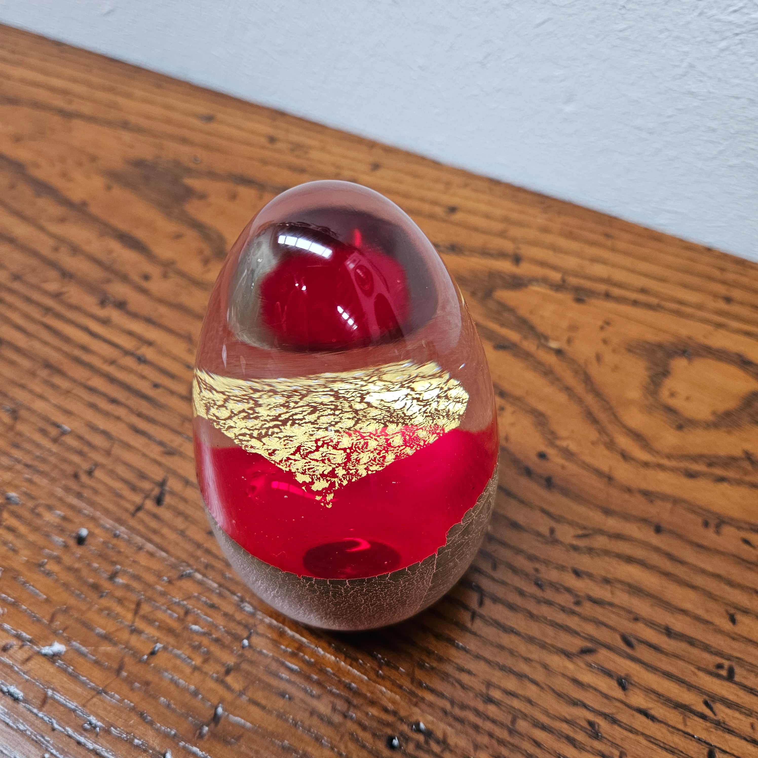 Art Glass Red & Gold Paperweight | Antique & Vintage | Moonee Ponds Antiques | Australia Wide Delivery