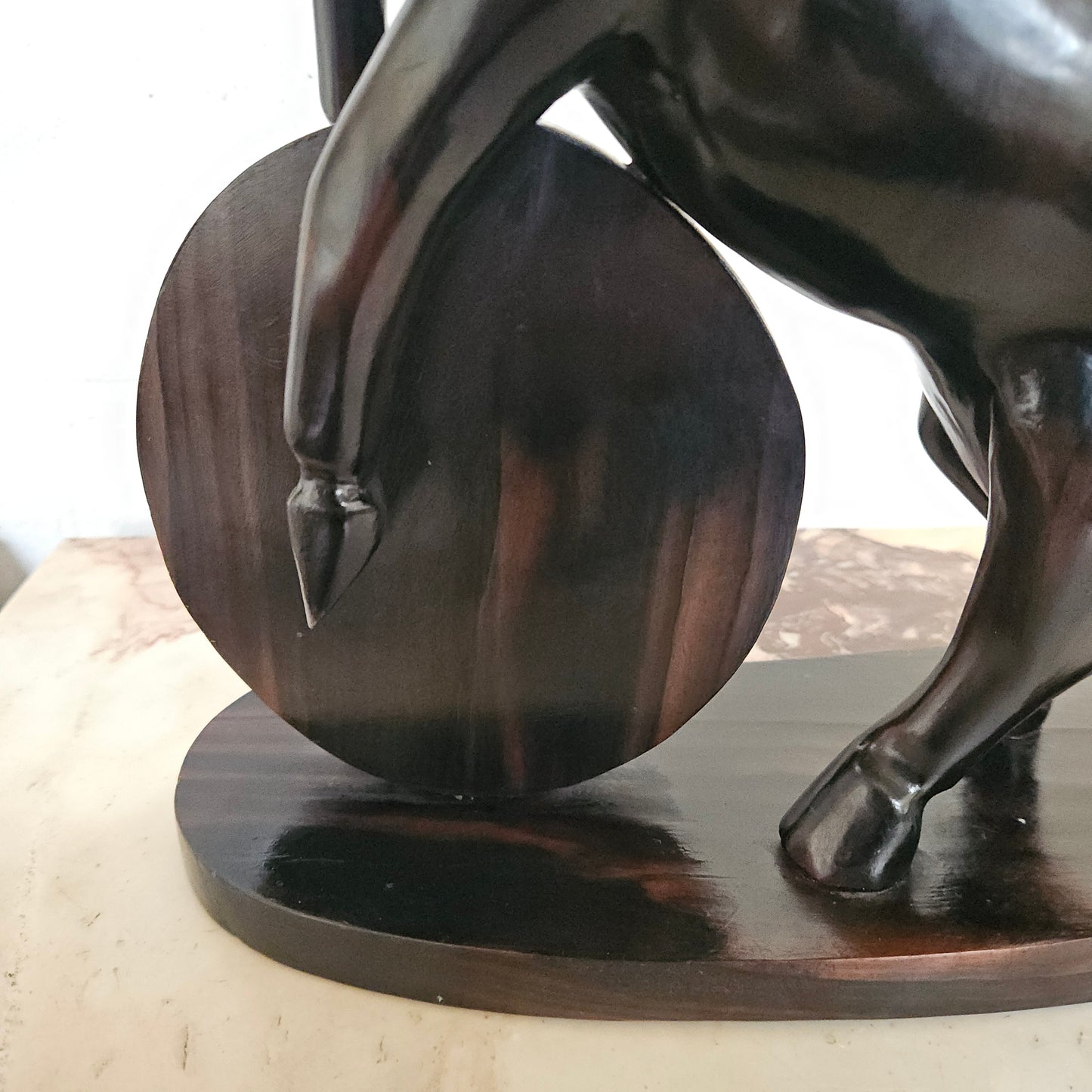 Vintage Carved Blackbean Timber Horse Figure