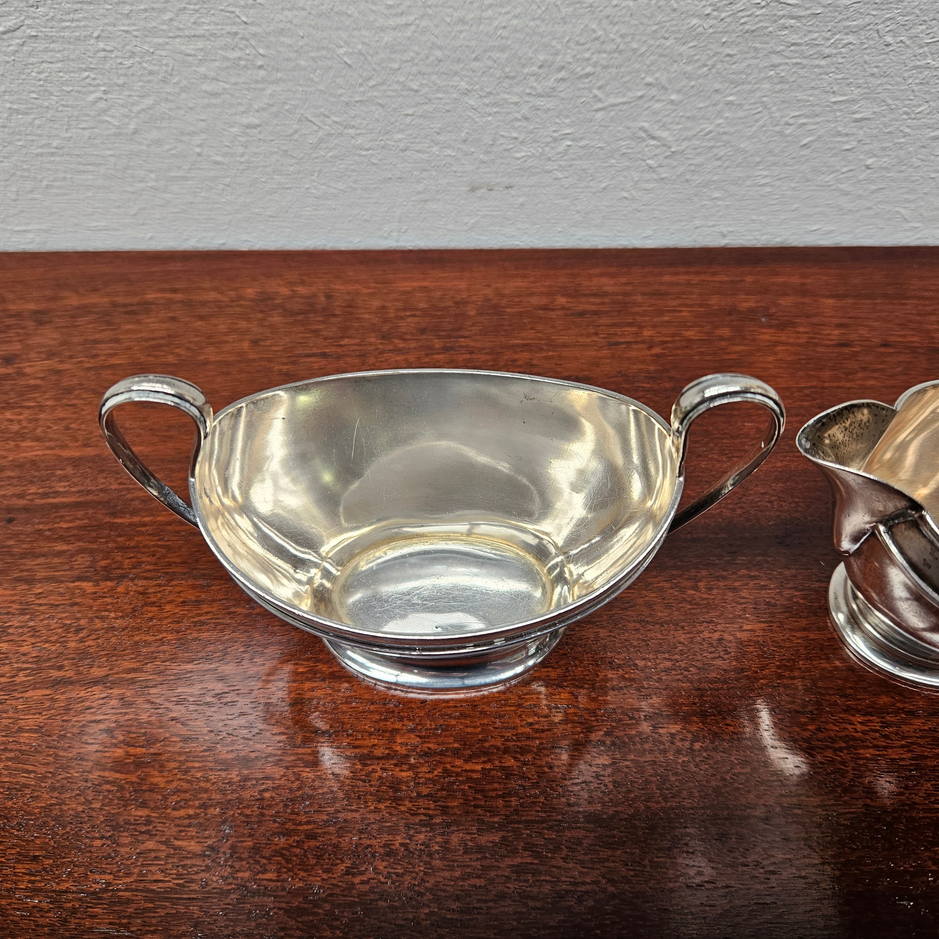 Art Deco Sterling Silver Birmingham Sugar & Creamer Set