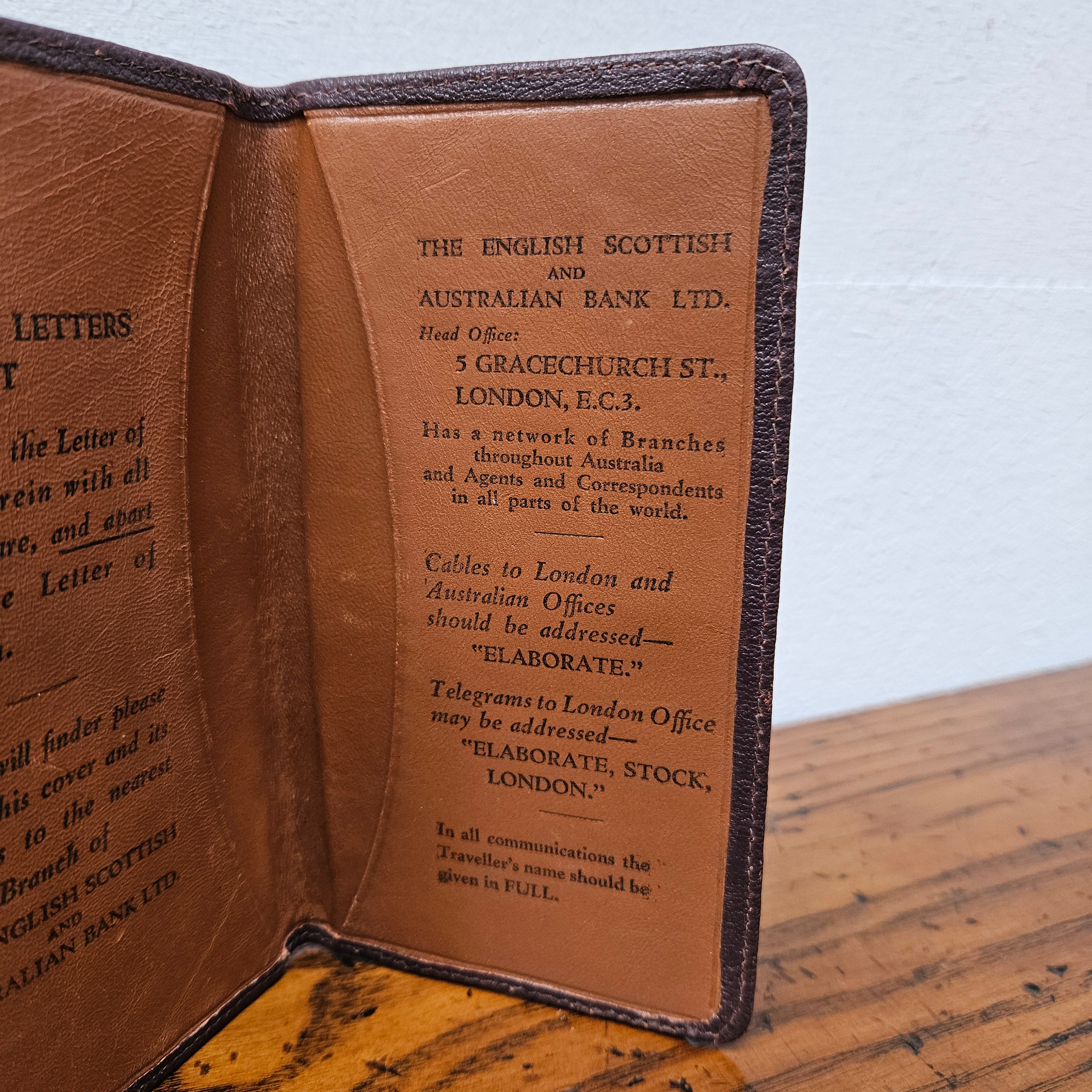 Vintage Leather Bank Wallet for the ES&A Bank Limited | Antique & Vintage | Moonee Ponds Antiques | Australia Wide Delivery