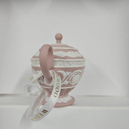 Wedgewood Pink White Hanging Teapot Ornament
