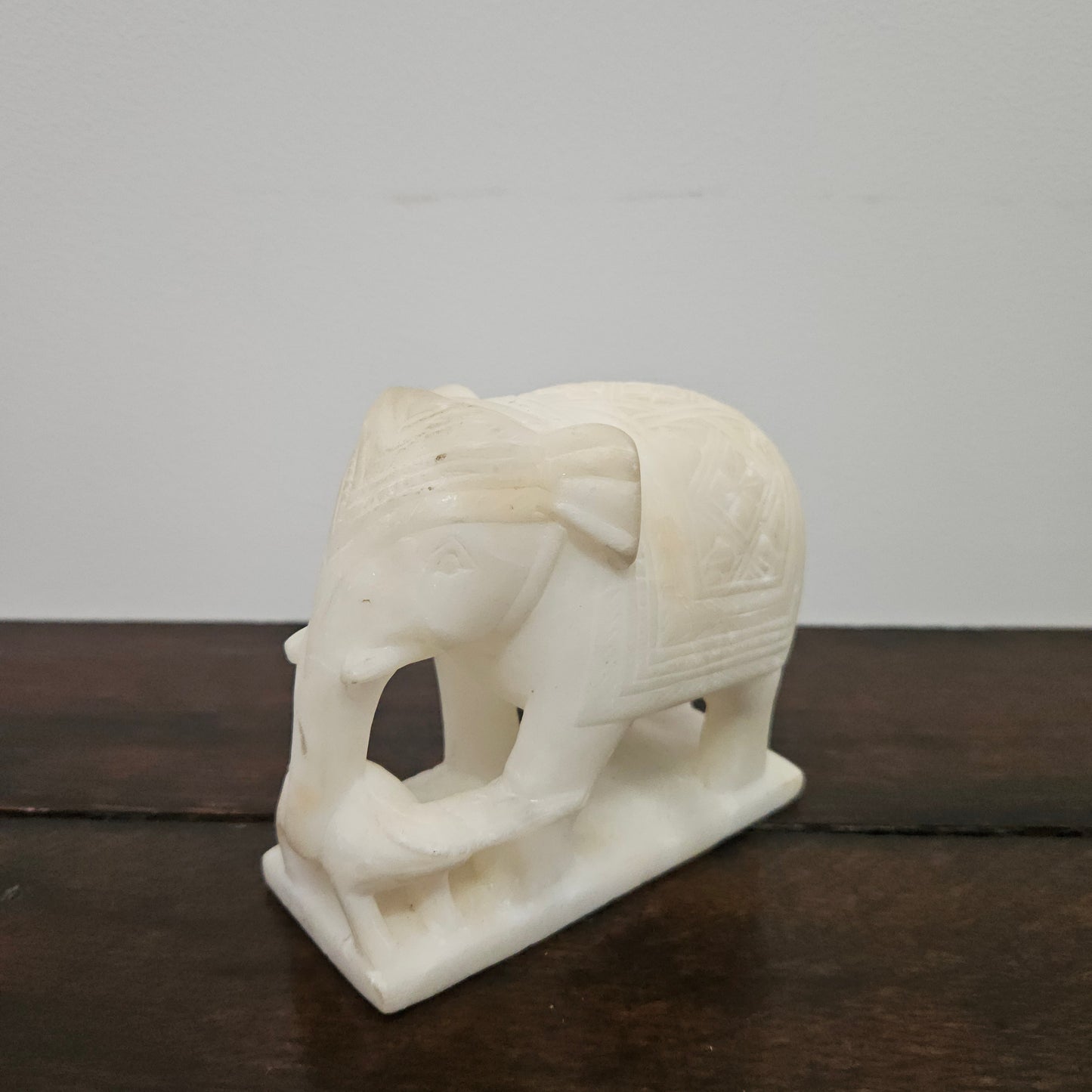 Vintage Hand Carved Indian Alabaster Elephant