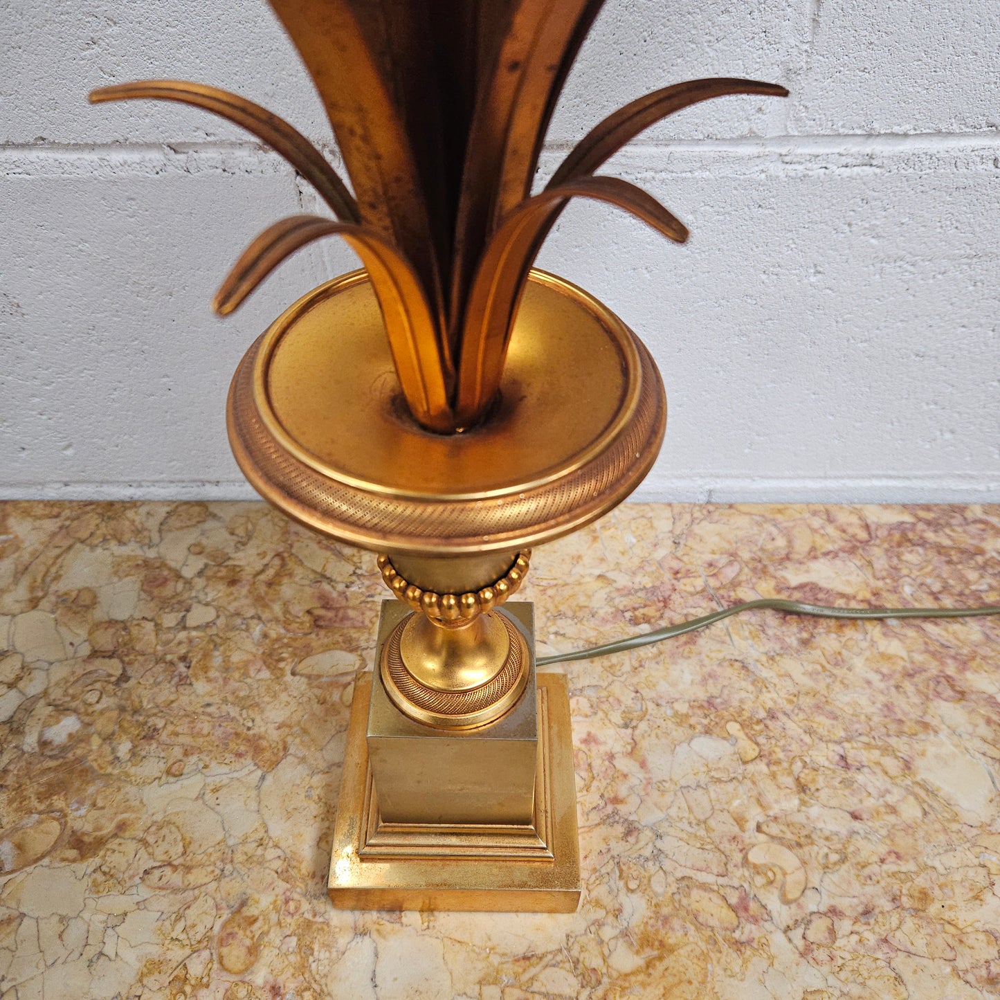 Vintage Designer Gilt Brass Table Lamp By Maison Charles for Boulanger