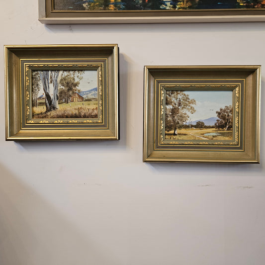 Signed Pair of Oil on Board Paintings