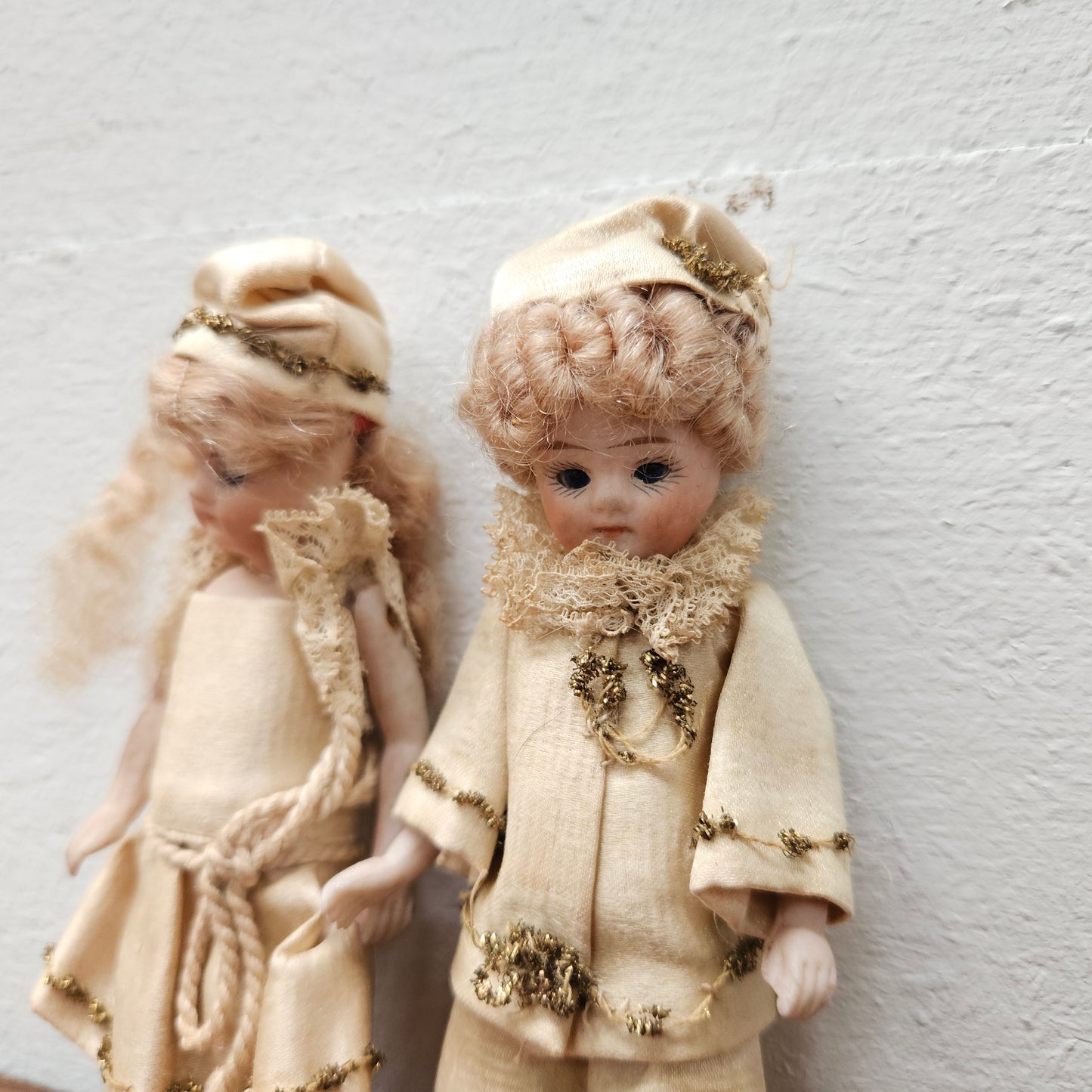 Pair Antique French Miniature Bisque Dolls