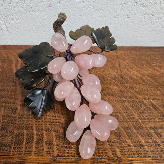 Vintage Chinese Rose Quartz Bunch of Grapes