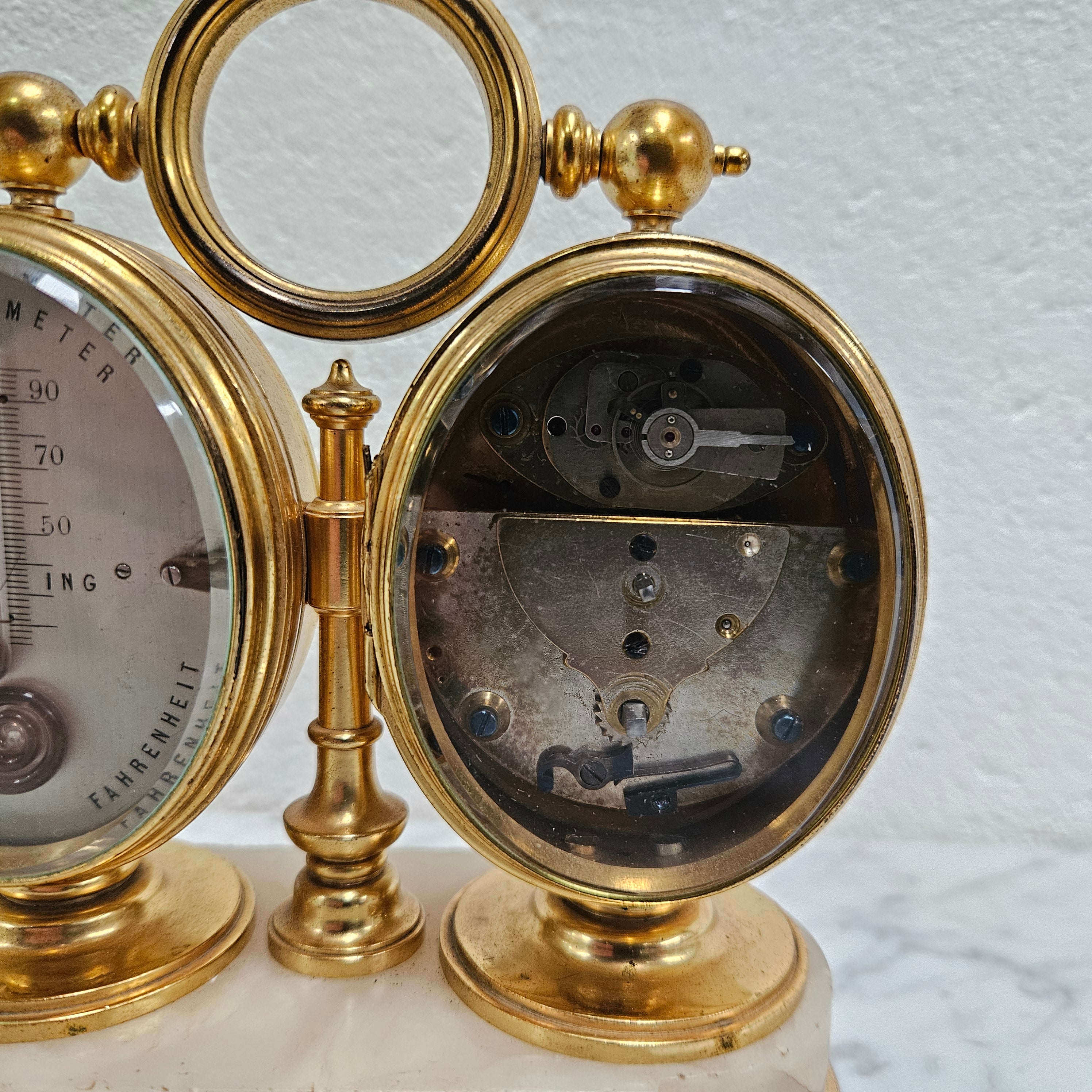 Late 19th Century Twin Oval Clock & Barometer by Antoine Redier Fully Serviced | Antique & Vintage | Moonee Ponds Antiques | Australia Wide