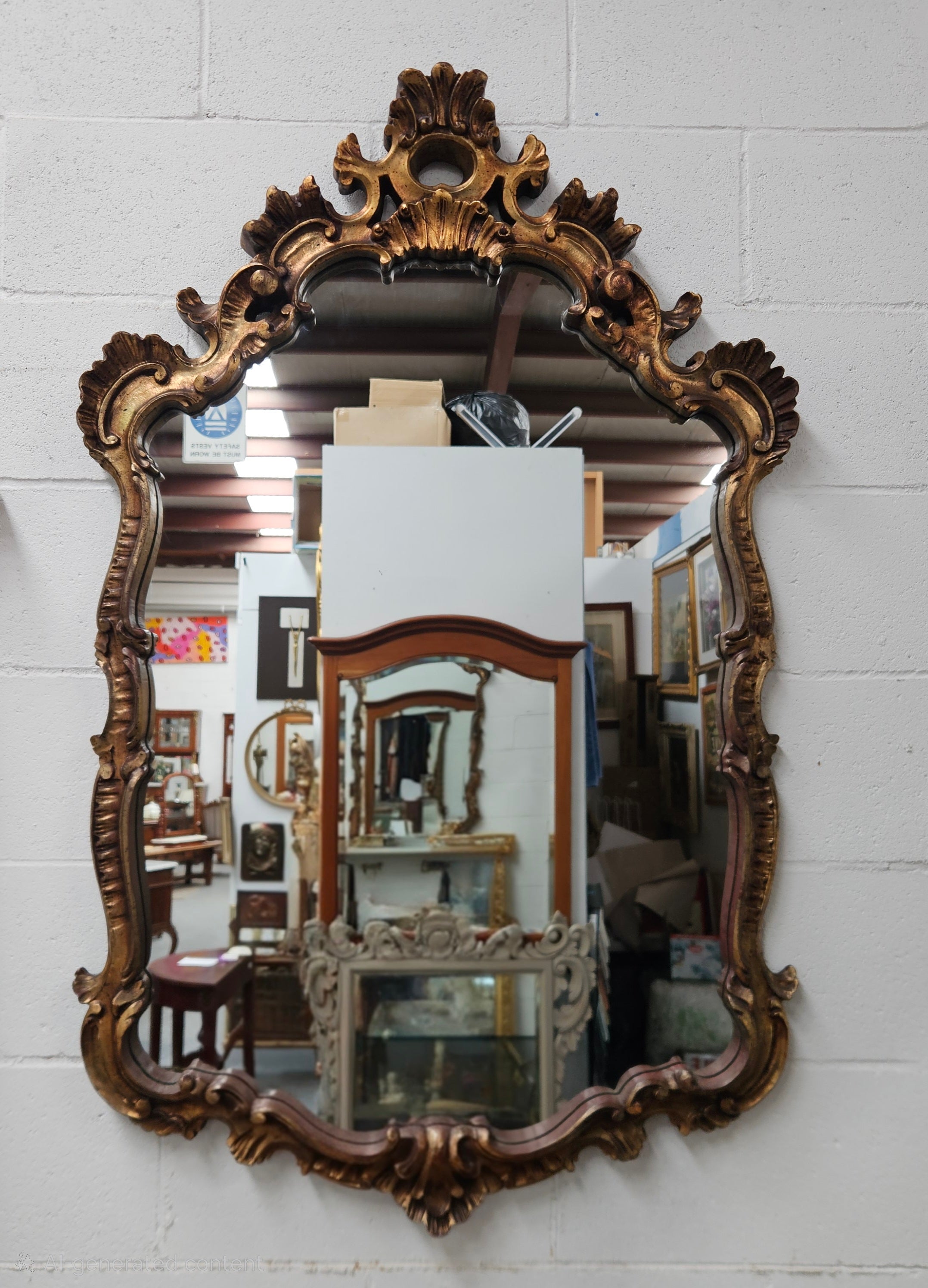 Rococo-Style Italian Gilded Mirror
