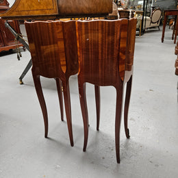 Miniature Pair of Marquetry Inlaid Louis XV Style Bedsides