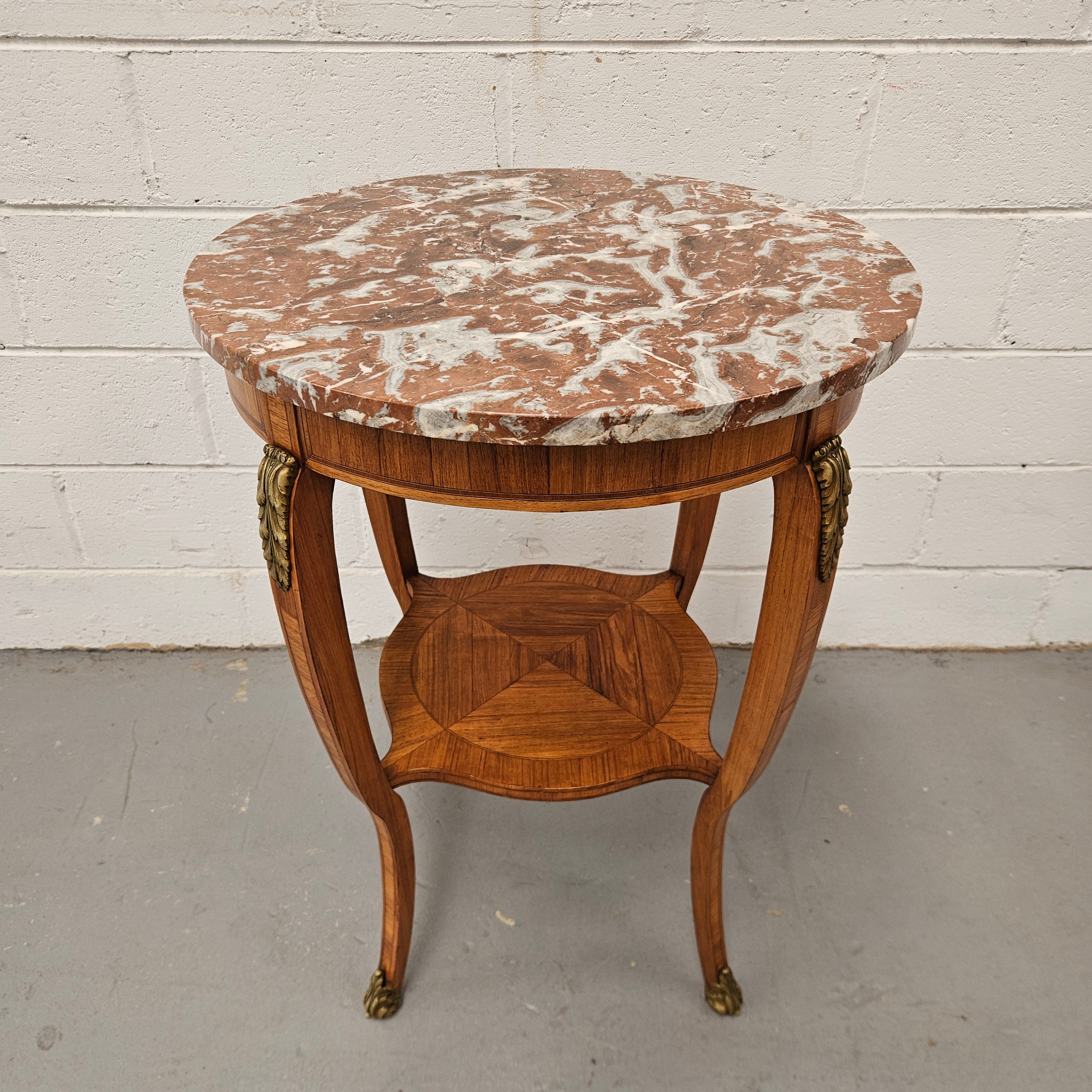 French Walnut Marble Top Circular Table | Antique & Vintage | Moonee Ponds Antiques | Australia Wide Delivery