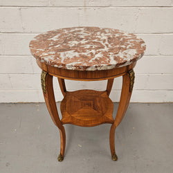 French Walnut Marble Top Circular Table | Antique & Vintage | Moonee Ponds Antiques | Australia Wide Delivery