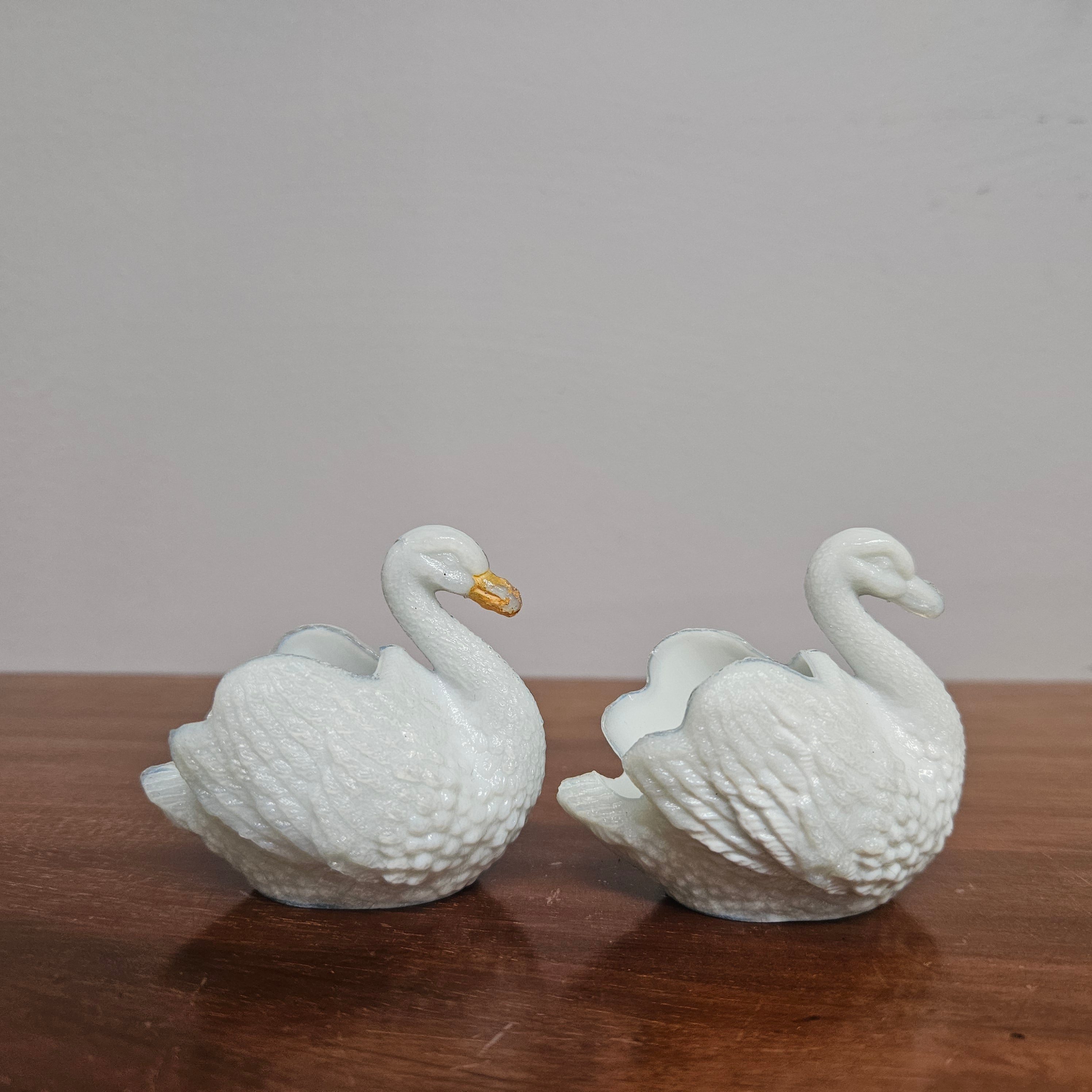 Vintage Pair of Milk Glass Swan Trinket Dishes | Antique & Vintage | Moonee Ponds Antiques | Australia Wide