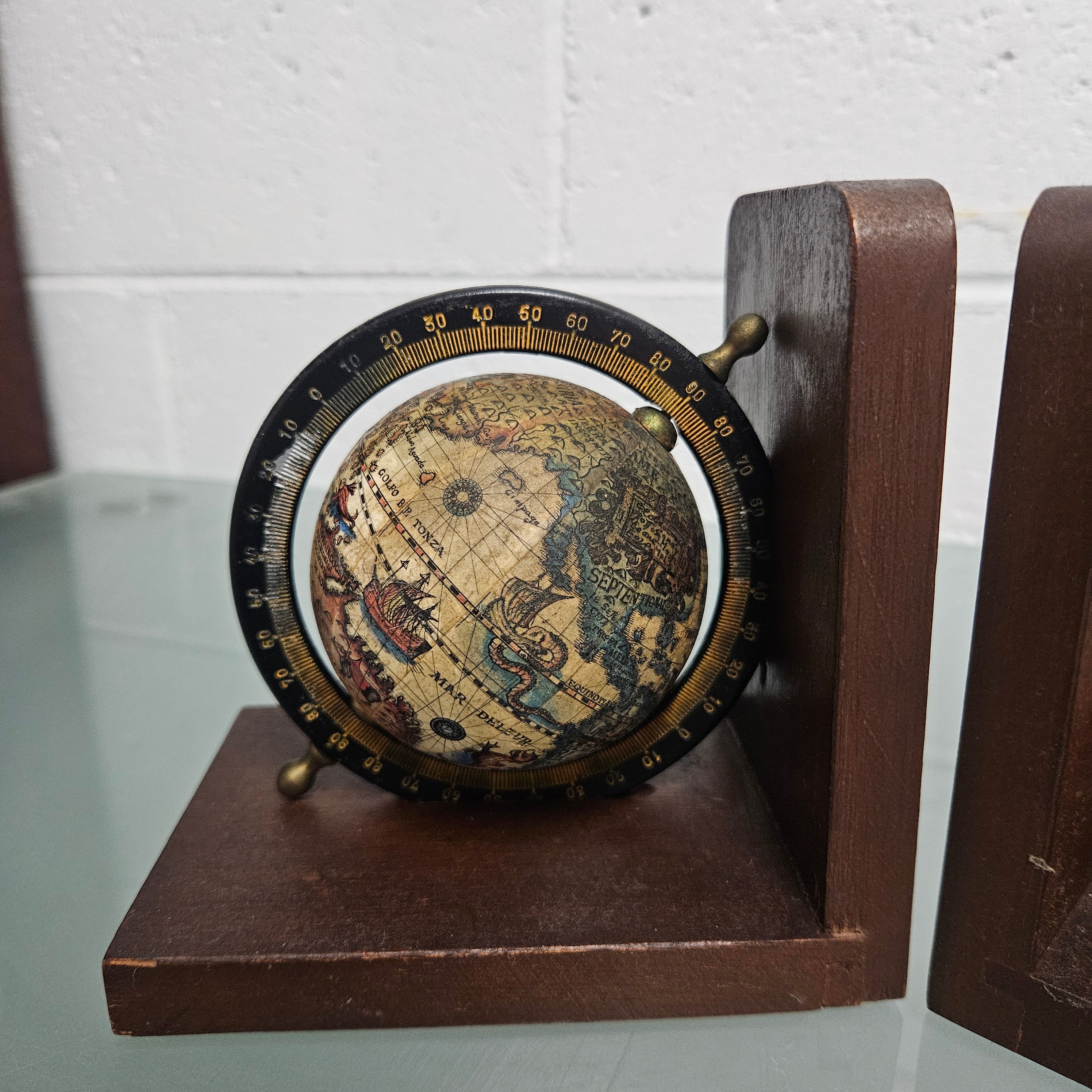 Pair of Vintage World Globe Bookends | Antique & Vintage | Moonee Ponds Antiques | Australia Wide Delivery