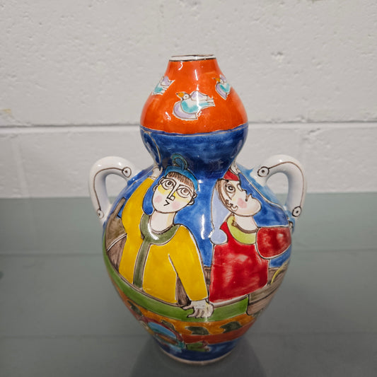 Giovanni Desimone Italian  Hand Painted Mid Century Modern Vase