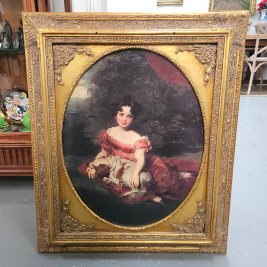 Vintage Gilt Wooden Frame Oleograph Print