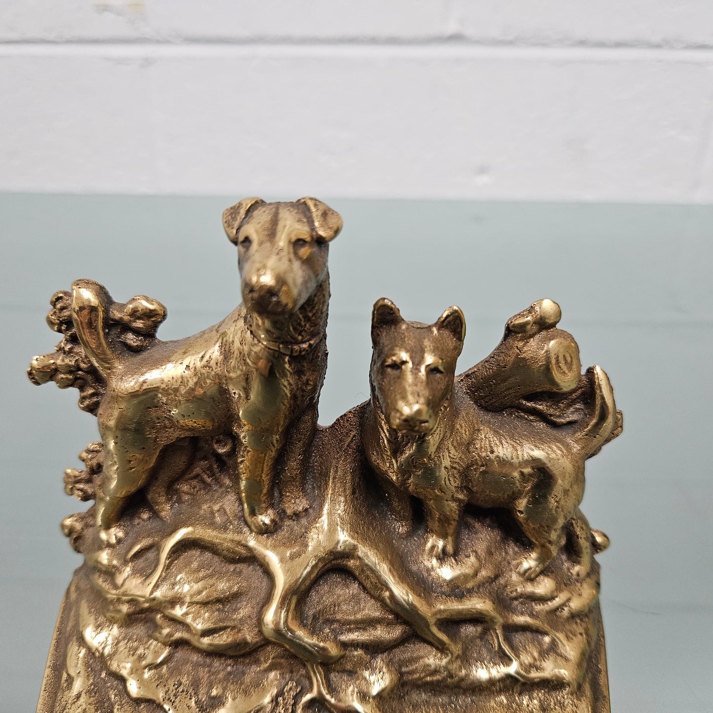 Vintage Brass Dogs Bookend