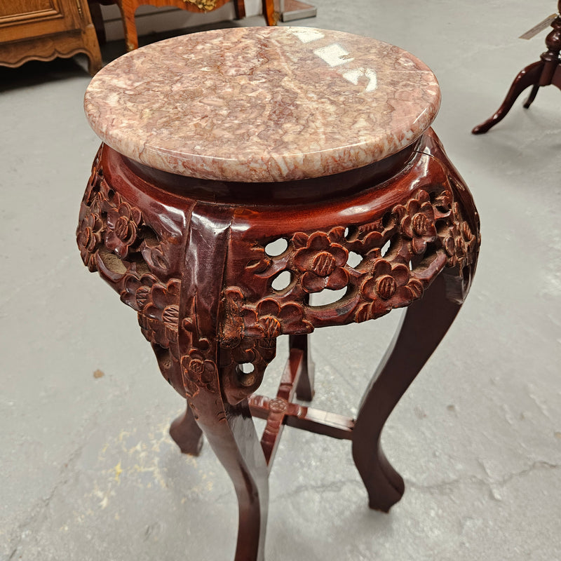 Vintage Marble Top Chinese Pedestal