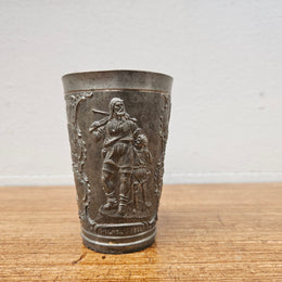 Antique Swiss Pewter Decorated Wine Cup