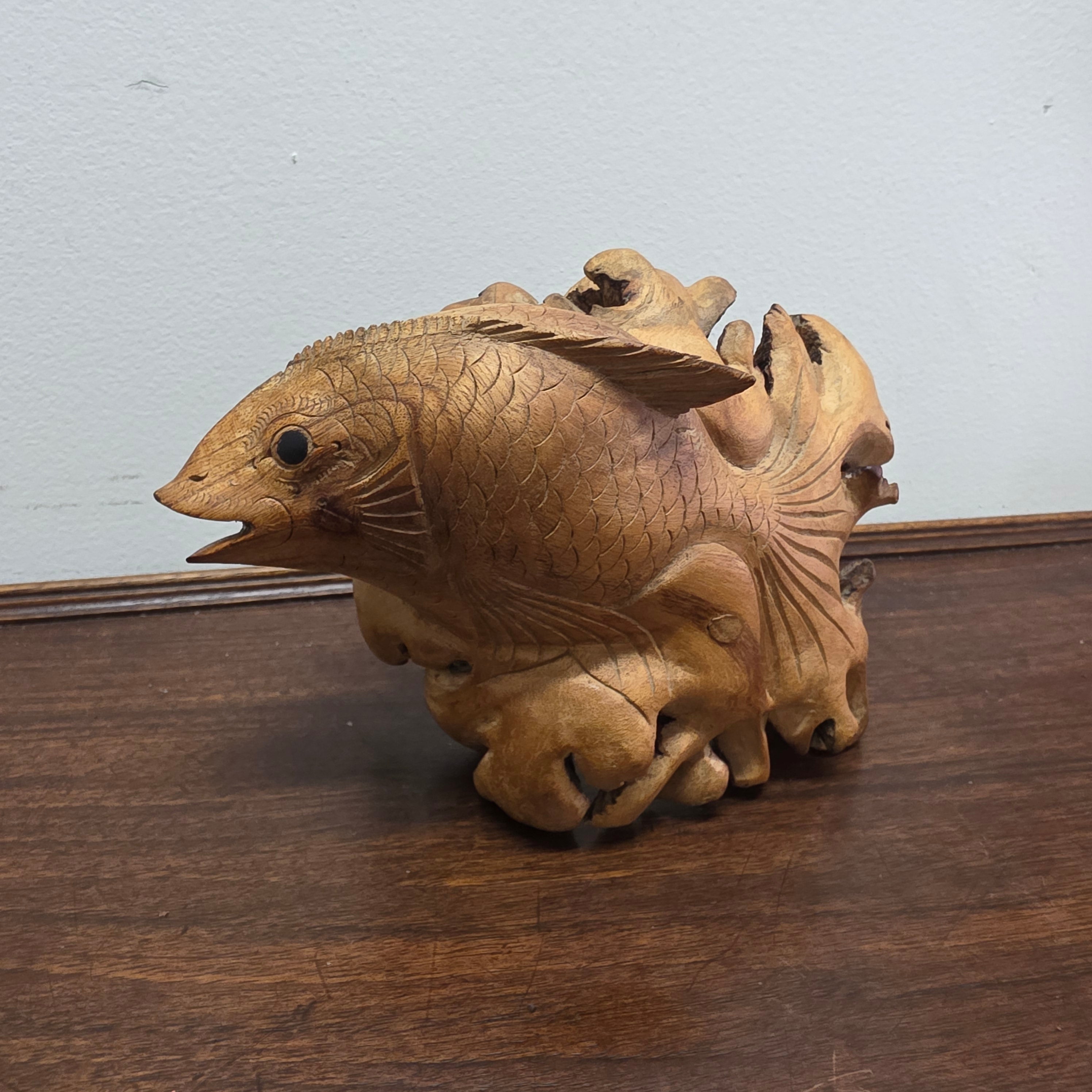 Vintage Hand Carved Wooden Fish