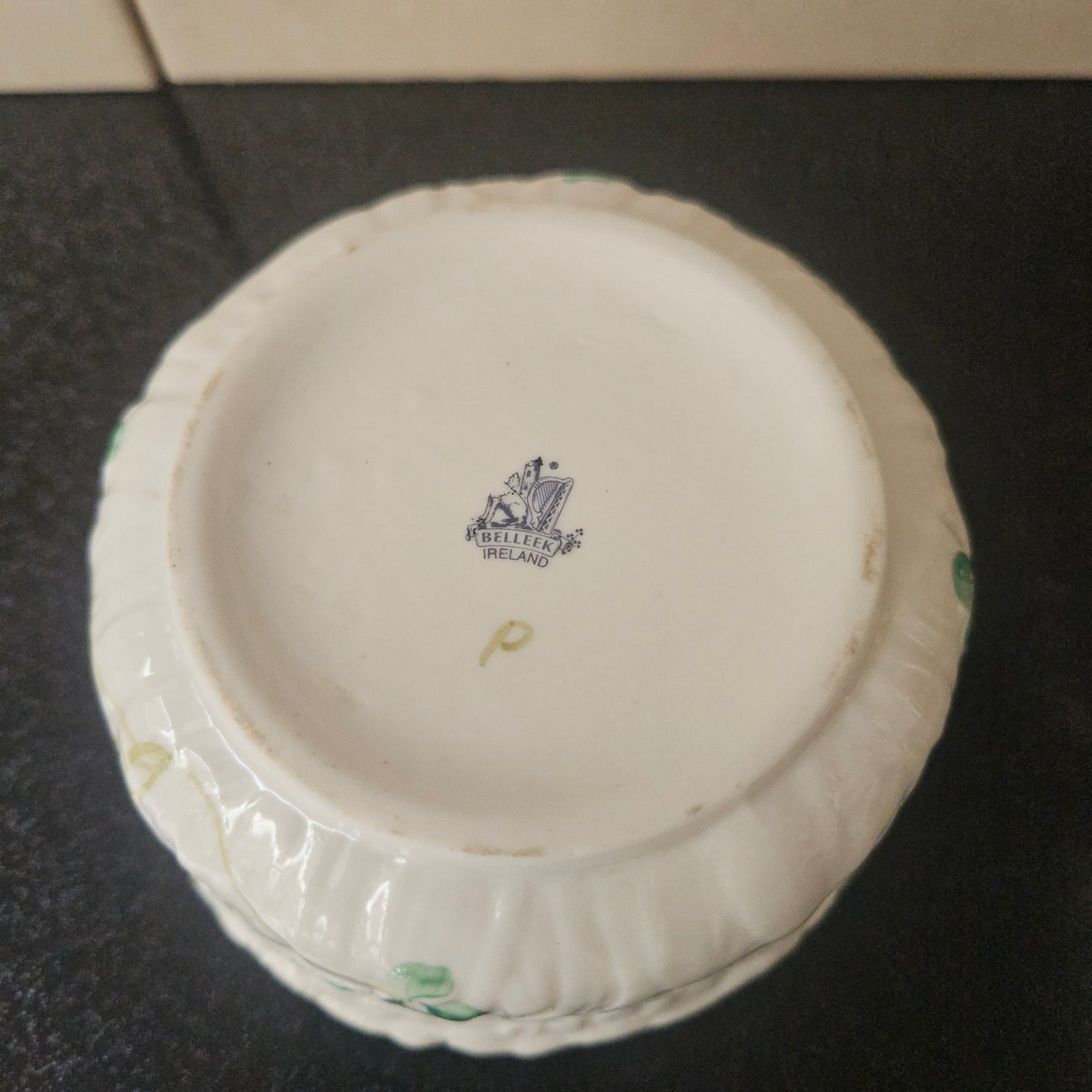 Belleek Bowl With Shamrock Pattern