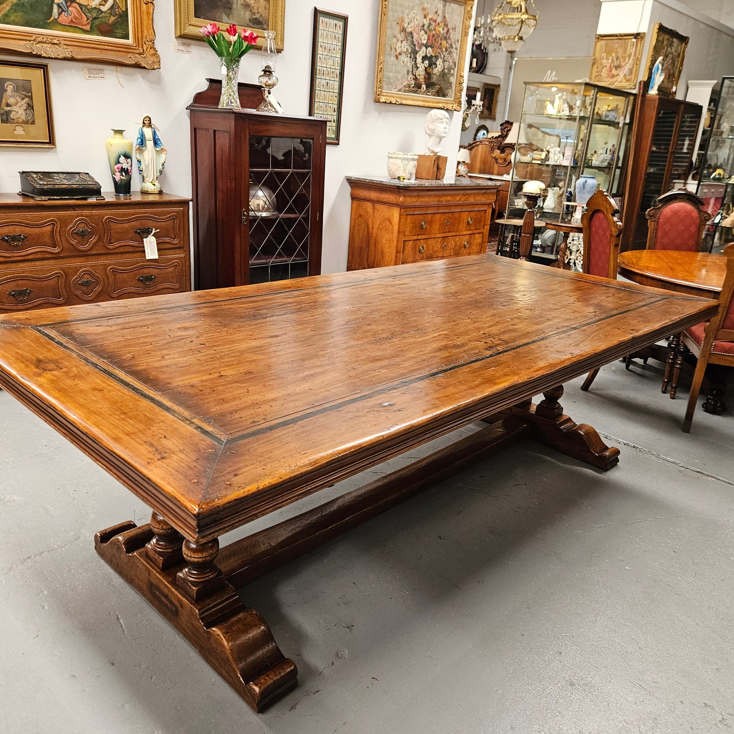 French Elm Farmhouse Style Dining Table