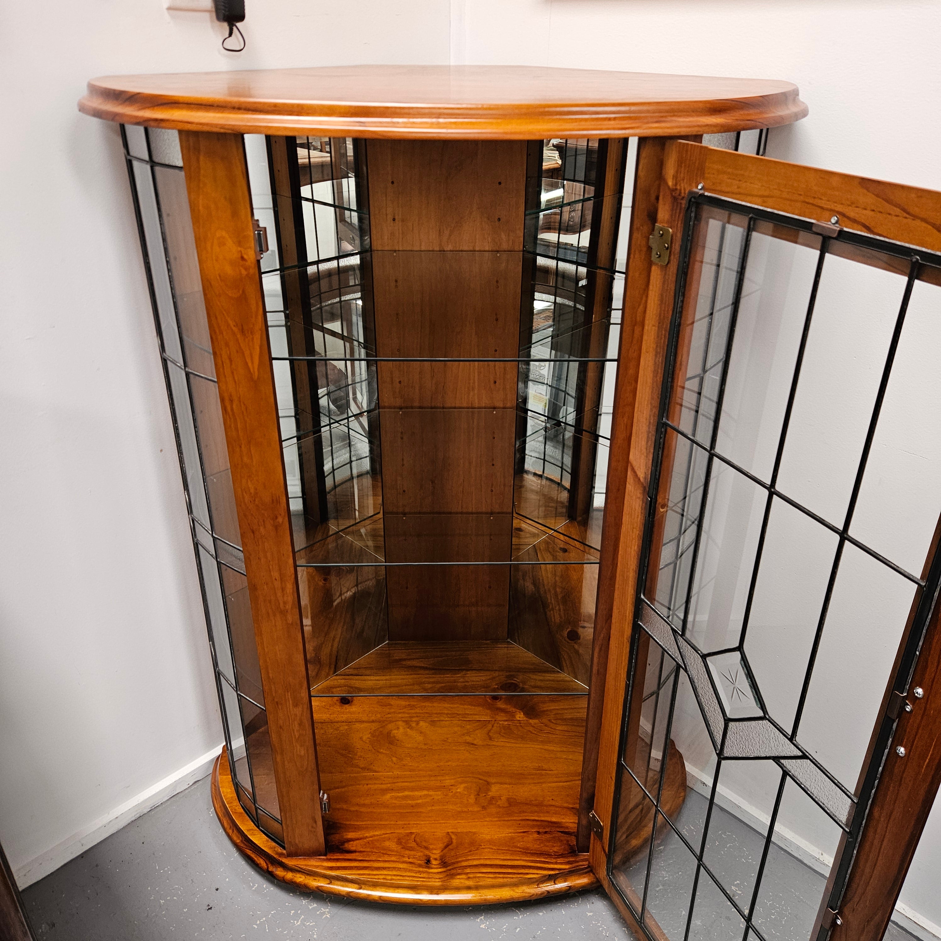 A Quality Reproduction Leadlight Corner Cabinet | Antique & Vintage | Moonee Ponds Antiques | Australia Wide Delivery