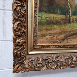 Sourced from France Signed Oil on Canvas Country Tree Scene In Ornate Gilt Frame | Antique & Vintage | Moonee Ponds Antiques | Australia Wide Delivery