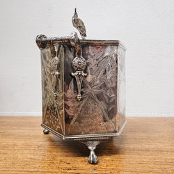 Victorian Hexagonal Silver Plated Biscuit Barrel | Antique & Vintage | Moonee Ponds Antiques | Australia Wide Delivery