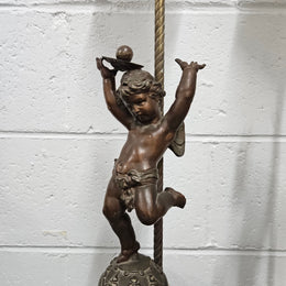 Antique Pair of Decorative Cherub Table Lamps