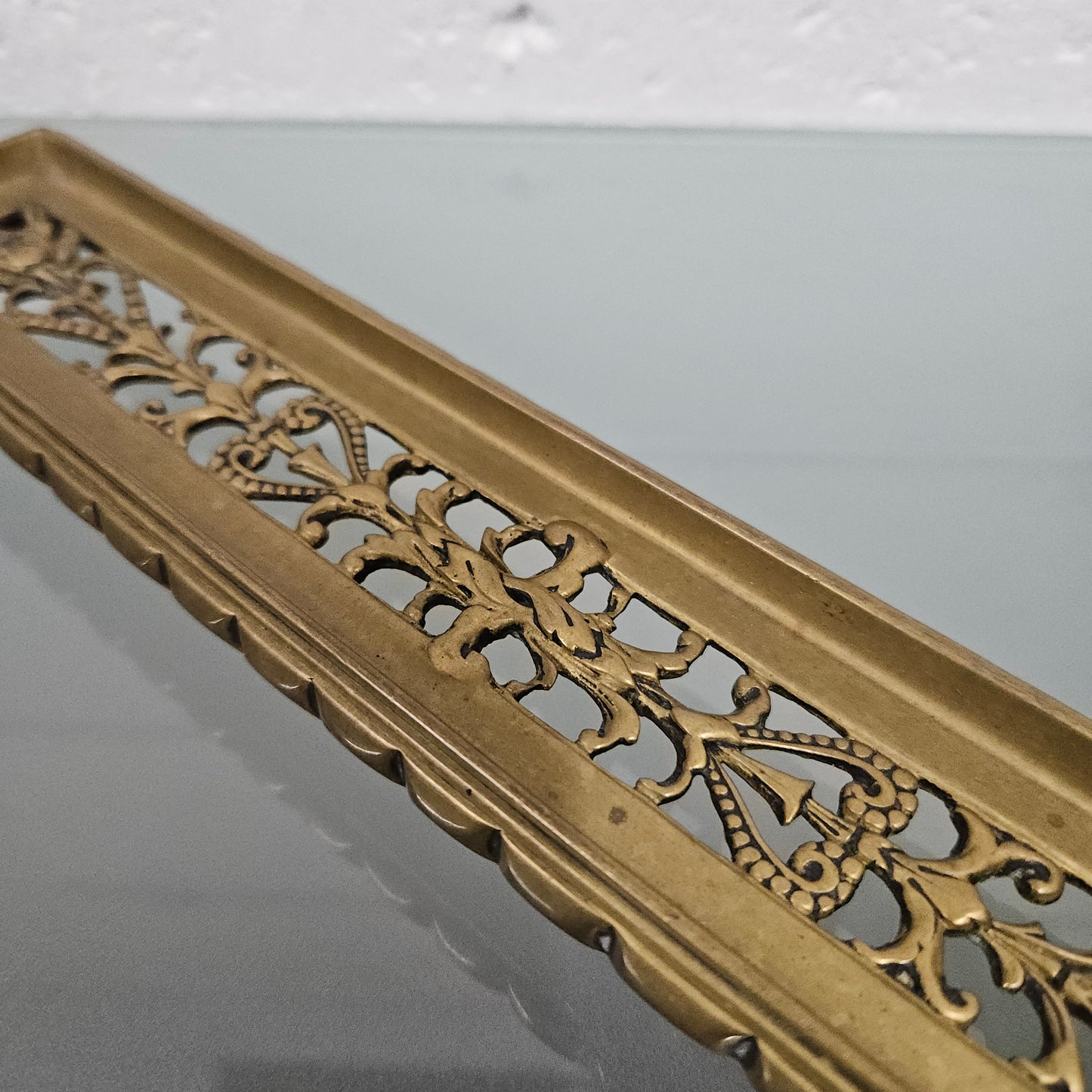 Bronze Pierced Decorated Desk Pen Tray