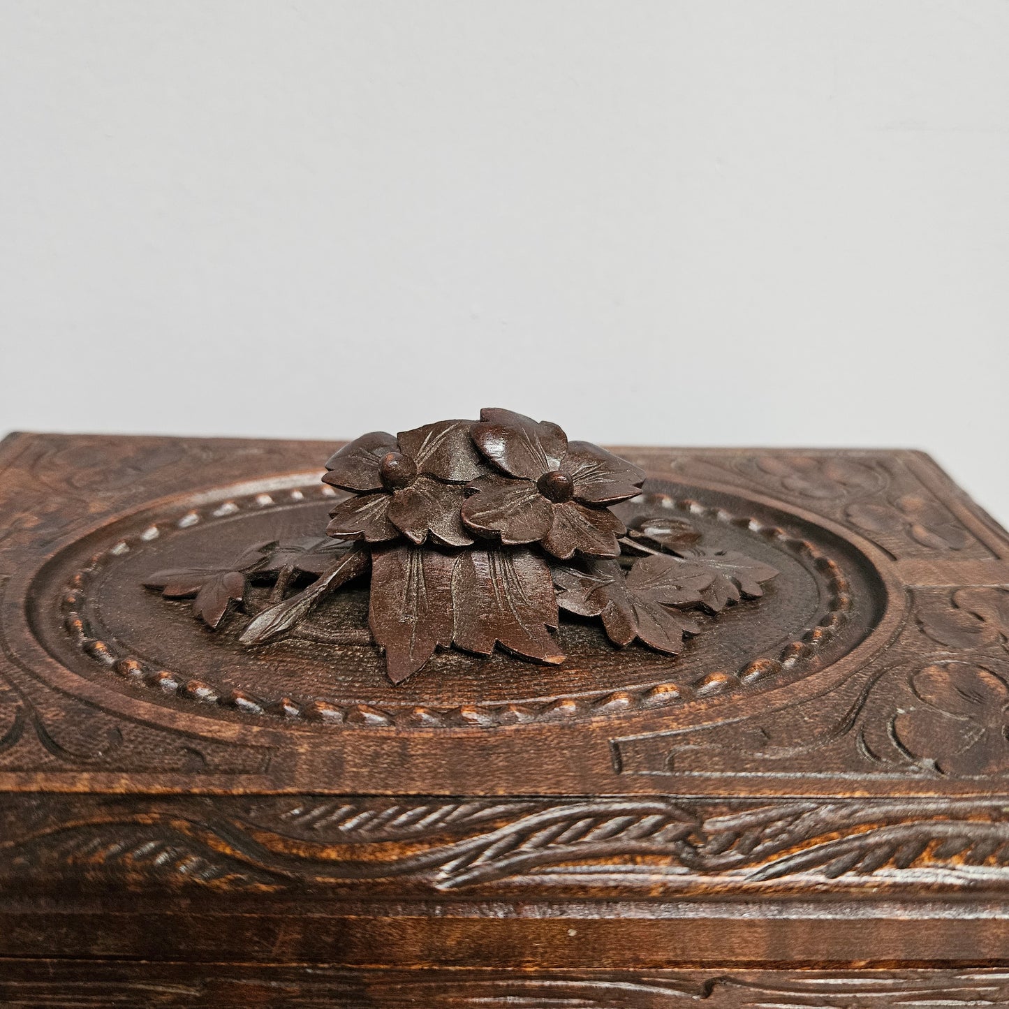 Antique Black Forest Hand Carved Trinket/Jewellery Box