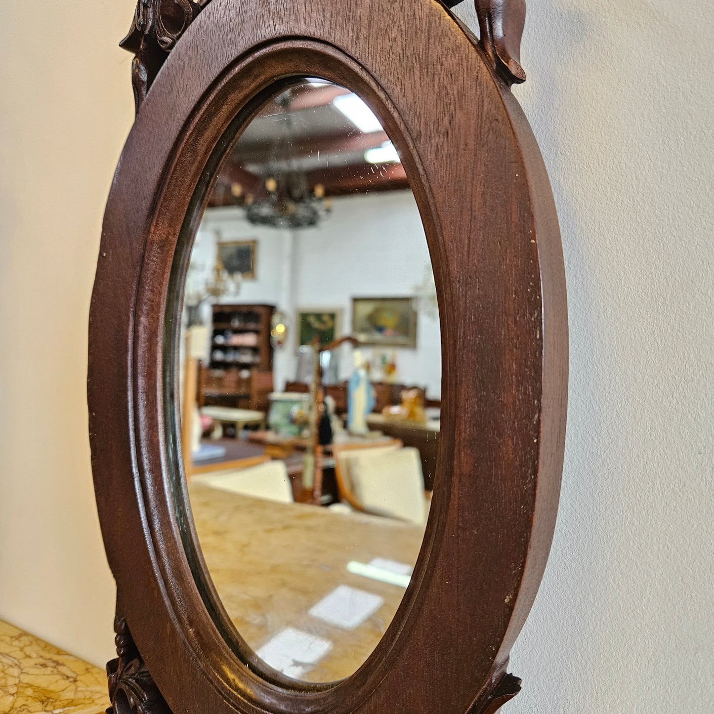 Beautiful Jarrah Carved Oval Wall Mirror