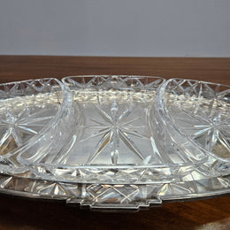 Hardy Brothers EPNS Silver Tray & Cut Crystal Dividers